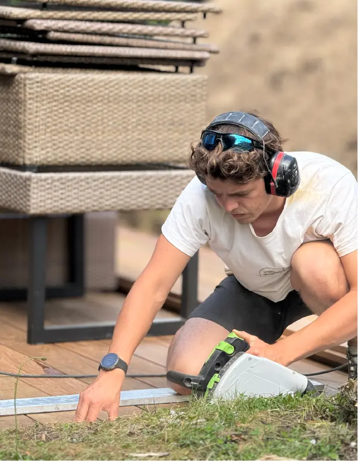 Albin Crublé sur un chantier